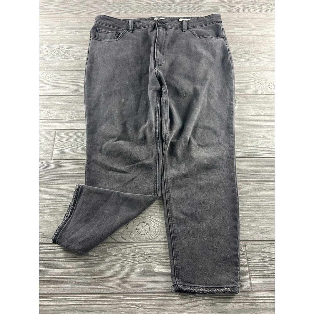 Wonderly The Girlfriend Jeans Black Plus Size 16W Tapered Leg Stretch Denim